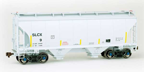 TrinityRail 3281 Cu.Ft. 2-Bay Covered Hopper - Ready to Run -- St Lawrence Cement SLCX #9 (2007, gray, yellow conspicuity marks)