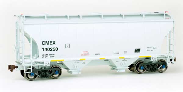 TrinityRail 3281 Cu.Ft. 2-Bay Covered Hopper - Ready to Run -- Cemex CMEX #140250 (2020s, gray, yellow conspicuity marks)