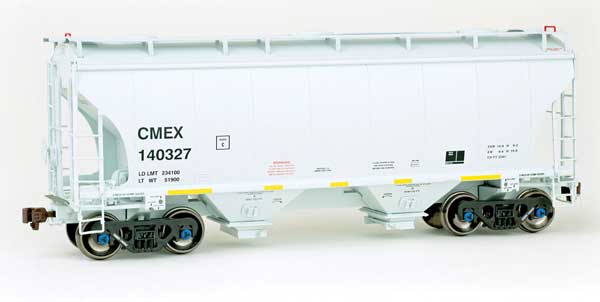 TrinityRail 3281 Cu.Ft. 2-Bay Covered Hopper - Ready to Run -- Cemex CMEX #140327 (2020s, gray, yellow conspicuity marks)