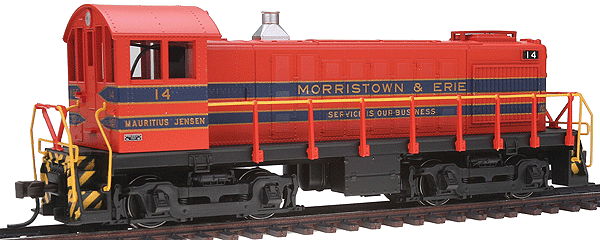 Alco S1 - Standard DC - Master(R) Silver -- Morristown & Erie #14 (red, blue, yellow)