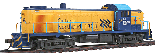 Alco RS3 - Standard DC - Master(R) Silver -- Ontario Northland #1308  (blue, yellow)