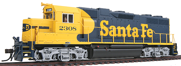 EMD GP38 w/Sound & DCC - Master(R) Gold -- Santa Fe #2308 (blue, yellow) Low Nose