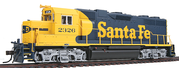 EMD GP38 w/Sound & DCC - Master(R) Gold -- Santa Fe #2326 (blue, yellow) Low Nose