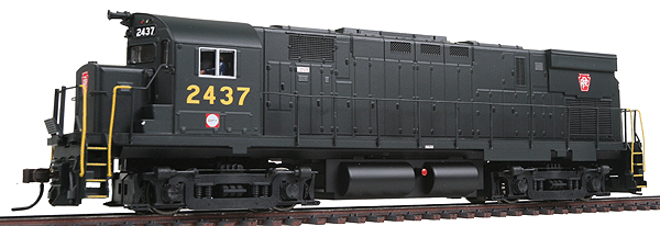 Alco C425 Phase II - Standard DC - Master(R) Silver -- Pennsylvania Railroad #2437 (dark green, yellow)