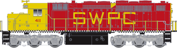 EMD SDP35 - Standard DC - Master(R) Silver -- Southwest Portland Cement #411 (yellow, red, black late scheme)