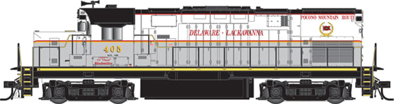 Alco C420 Phase I Low Nose No Nose Light -Standard DC - Master(R) Silver -- With Dynamic Brakes, Delaware & Hudson #405 (blue, yellow)