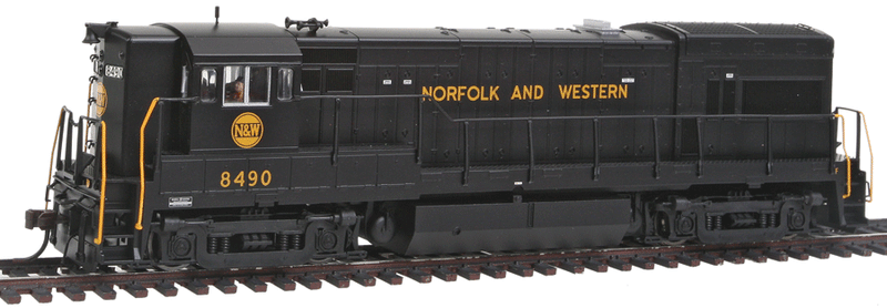 GE U30B Phase II High Nose - Standard DC - Master(R) Silver -- Norfolk & Western #8490 (black, gold Lettering & Hamburger Logo)