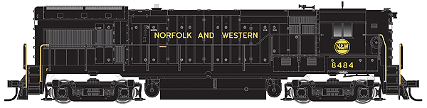 GE U30B Phase II High Nose w/Sound & DCC - Master(R) Gold -- Norfolk & Western #8484 (black, gold Lettering & Hamburger Logo)