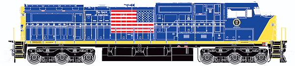 GE Dash 8-40CW w/Sound & DCC - Master(R) Gold -- CSX #1992 (George H W Bush Campaign Scheme, blue, yellow, US Flag & Seal)