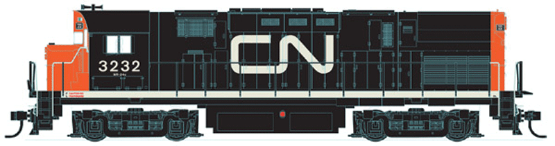 Alco C424 Phase 3 w/Low Nose Headlight - ESU LokSound & DCC -- Canadian National #3232 (black, red, white, Noodle Logo on Hood)
