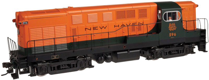 FM H16-44 Early Body/Cab, Sill Handrails w/Sound & DCC - Master(R) Gold -- New Haven #590 (orange, green)
