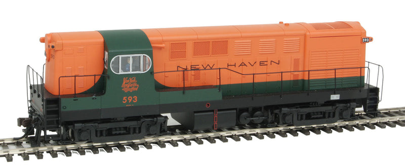 FM H16-44 Early Body/Cab, Sill Handrails w/Sound & DCC - Master(R) Gold -- New Haven #593 (orange, green)
