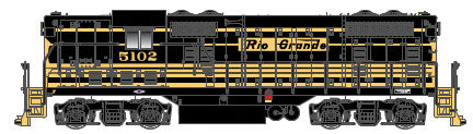 EMD GP7 No Dynamic Brakes w/Sound & DCC - Master Gold -- Denver & Rio Grande Western #5102 (black, yellow Stripes)