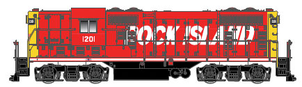 EMD GP7 No Dynamic Brakes w/Sound & DCC - Master Gold -- Rock Island #1204 (red, yellow, Billboard Lettering)