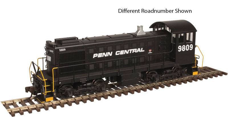 Alco S2 - Standard DC - Master(R) Silver -- Penn Central #9779 (black, Spelled-Out Roadname)