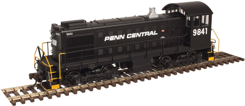 Alco S2 - Standard DC - Master(R) Silver -- Penn Central #9841 (black, Spelled-Out Roadname)