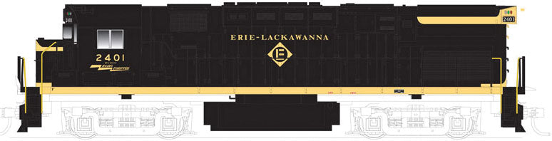 Alco C424 Phase 1 - LokSound and DCC - Classic Gold -- Erie Lackawanna 2405 (Ex-Erie, black, yellow)