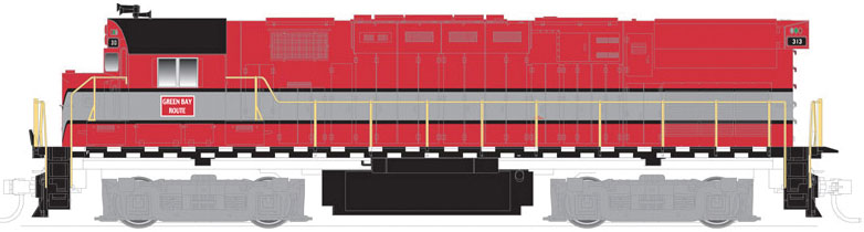 Alco C424 Phase 2 - LokSound and DCC - Classic Gold -- Green Bay & Western 312 (red, gray, black)