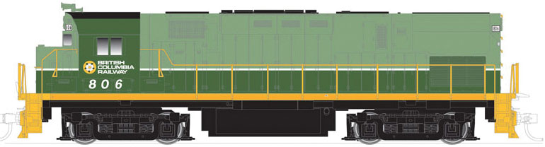 Alco C425 Phase 2 - LokSound and DCC - Classic Gold -- British Columbia Railway #812 (2-Tone Green, Straight White Stripe)