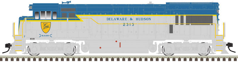 GE U23B Low Nose - Sound and DCC - Master(R) Gold -- Delaware & Hudson 2313 (Lightning Stripe, blue, gray)