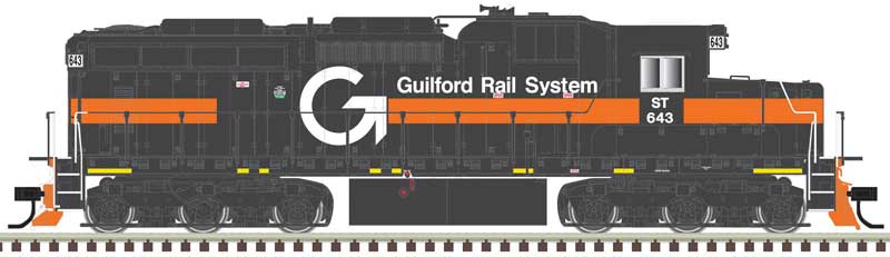 EMD SD26 - Standard DC - Master(TM) Silver -- Guilford Rail System ST 615 (gray, orange, yellow, Ditch Lights)