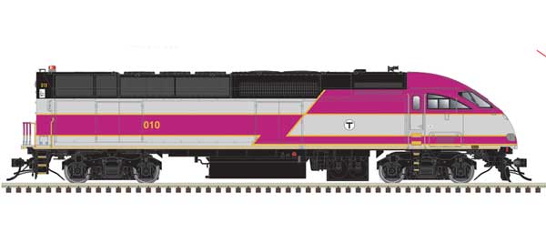 Motive Power Industries MP36PH-3C - Standard DC -- MBTA Boston #010 (purple, gray, black, yellow)