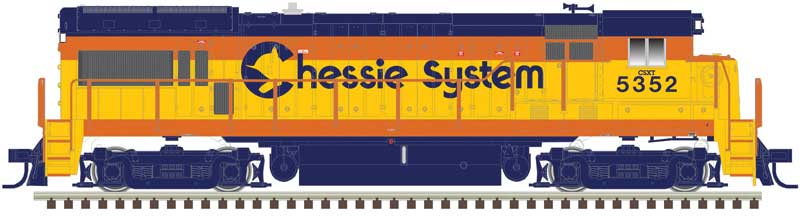 GE U30B Low Nose Phase II No Nose Headlight - LokSound & DCC - Master(R) Gold -- CSX #5352 (Ex-Chessie, yellow, blue, vermillion)