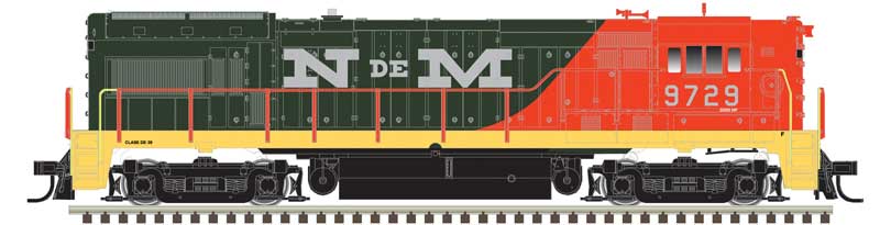 GE U30B High Nose - LokSound and DCC - Master(R) Gold -- Nacionales de Mexico #9729 (green, orange, black)