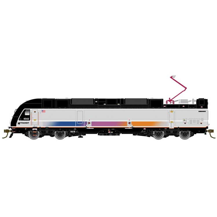 ALP-45DP/A Loco, Commuter Cab Car & Trailer Train Only - Sound & DCC -- NJ Transit #4505, Cab #7049, Coach #7645 (silver, black, magenta, orange, bl-1