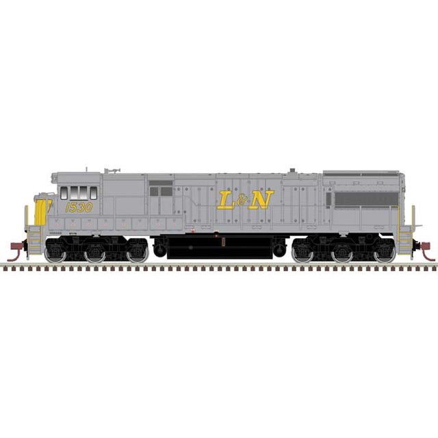 GE U28C - Standard DC - Master(R) Silver -- Louisville & Nashville #1530 (gray, yellow, red)
