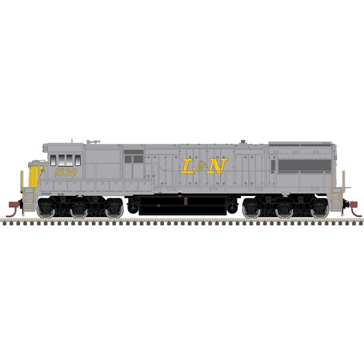GE U28C - Standard DC - Master(R) Silver -- Louisville & Nashville #1531 (gray, yellow, red)