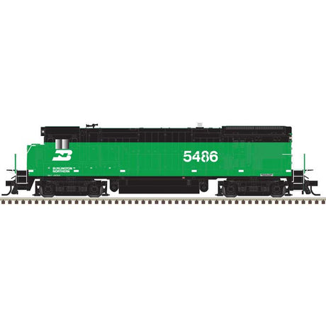 GE B30-7 Low Nose - Standard DC - Master(R) Silver -- Burlington Northern #5486 (Cascade Green, black, white)