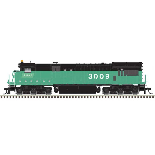 GE U30C Low Nose Phase II/III - Standard DC - Master(R) Silver -- Lake Superior & Ishpeming #3009 (Cascade Green, black, white)