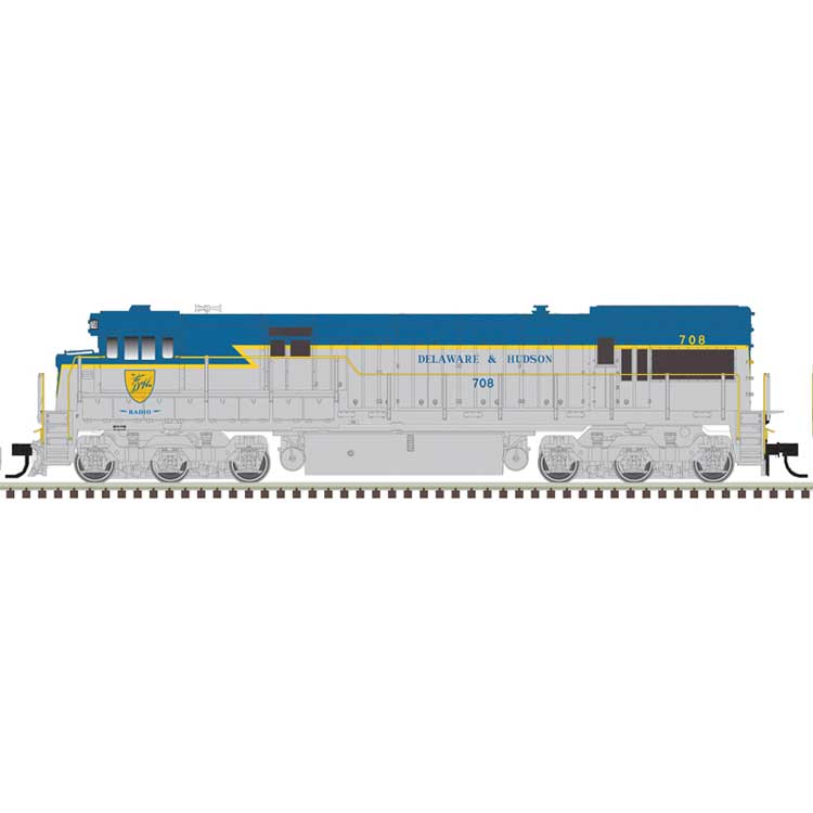 GE U30C Low Nose Phase II/III - Standard DC - Master(R) Silver -- Delaware & Hudson #708 (Lightning Stripe, gray, blue, yellow)