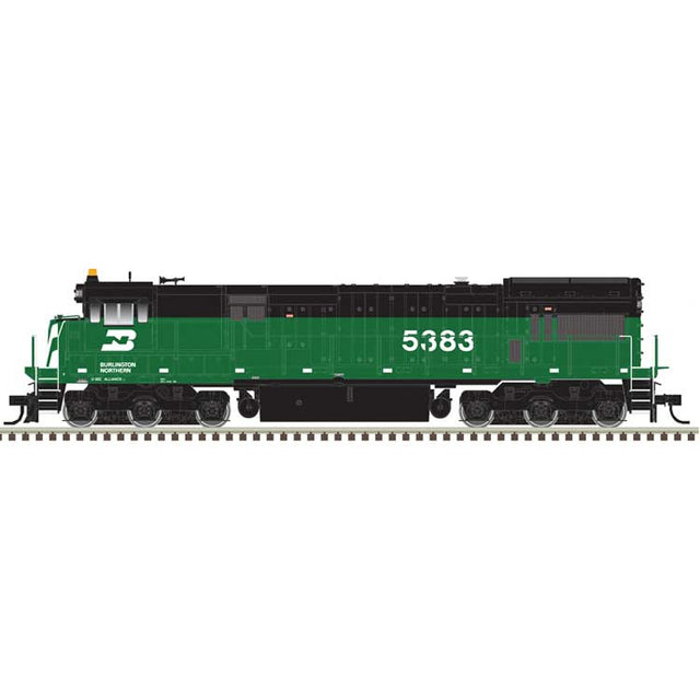 GE U30C Low Nose Phase II/III - Standard DC - Master(R) Silver -- Burlington Northern #5393 (Cascade Green, black, white)