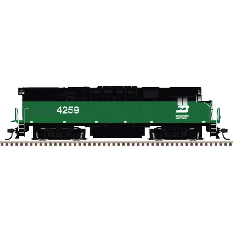 Alco C424 - Standard DC - Master(R) Silver -- Burlington Northern #4253 (Cascade Green, black, white)