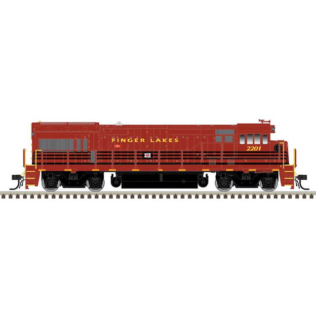 GE U23B - Standard DC - Master Silver -- Finger Lakes Railway #2201 (Cornell Red, black)