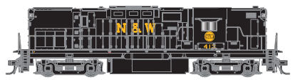 Alco C420 Phase 2B High-Nose, No Dynamic Brakes w/Sound & DCC - Master Gold -- Norfolk & Western #413 (black, yellow, Block N&W, Hamburger Logo)