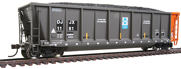 Master(TM) Coalveyor Bathtub Gondola - Ready to Run -- David J. Joseph DJJX #1181 (black, orange, yellow Conspicuity Markings)
