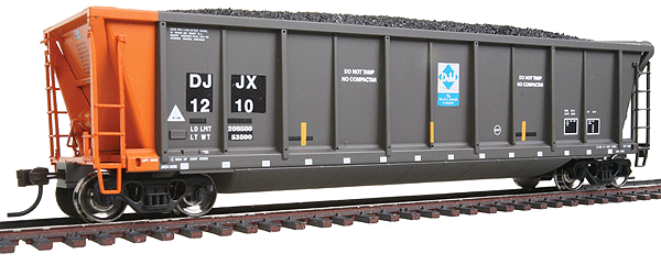 Master(TM) Coalveyor Bathtub Gondola - Ready to Run -- David J. Joseph DJJX #1210 (black, orange, yellow Conspicuity Markings)