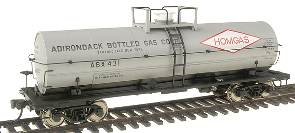 ACF 11,000-Gallon Tank Car w/Platforms -- Adirondack Bottled Gas #431 Saranac Lake, NY (gray, white, red, black)