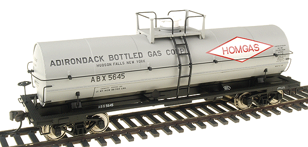 ACF 11,000-Gallon Tank Car w/Platforms -- Adirondack Bottled Gas #5645 Hudson Falls, NY (gray, white, red, black)