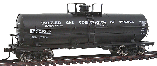 Master Line(R) ACF(R) 11,000-Gallon Tank Car w/Platform - Ready to Run -- Bottled Gas Corporation of Virginia #5255 (black)