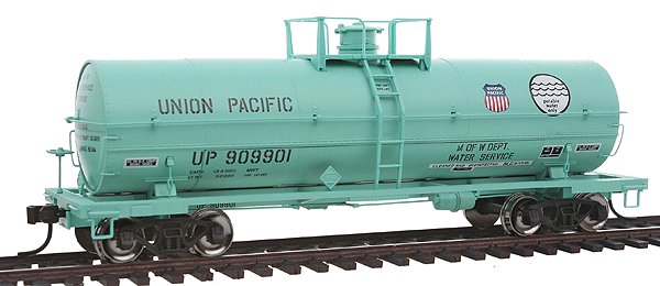 Master Line(R) ACF(R) 11,000-Gallon Tank Car w/Platform - Ready to Run -- Union Pacific #909901 (MOW Scheme, green)