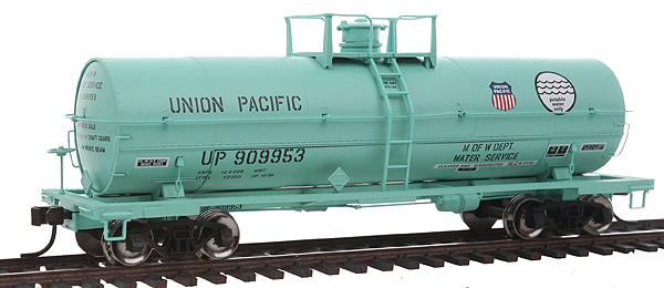 Master Line(R) ACF(R) 11,000-Gallon Tank Car w/Platform - Ready to Run -- Union Pacific #909953 (MOW Scheme, green)