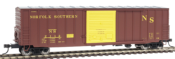 ACF 50' Precision Design Ribside Boxcar -- Norfolk Southern #2112 (brown, yellow)