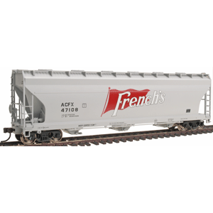 ACF(R) 4650 3-Bay Centerflow Covered Hopper - Pre-1971 Body -- ACFX - French's #47108 (gray car, black lettering, red & white logo)