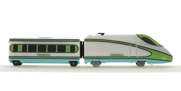 Locomotive and First Class Car Add-On Set - Trainkids -- Glow in the Dark (white, green, blue)