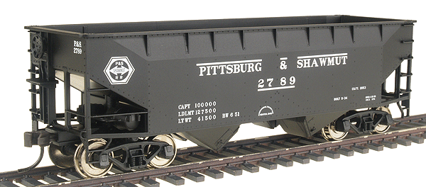2-Bay Offset Side Hopper w/Flat End -- Pittsburgh & Shawmut #2789 (black, white)