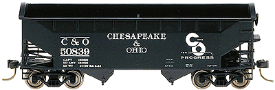 2-Bay Offset-Side Open Hopper w/Oval Ends -- Chesapeake & Ohio #50341